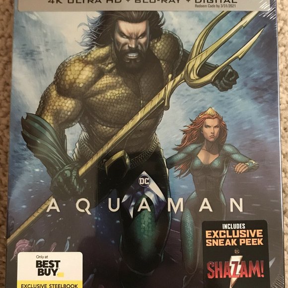 Aquaman (DVD, SteelBook Includes 4K Ultra HD Blu-ray/Blu-ray) New Sealed